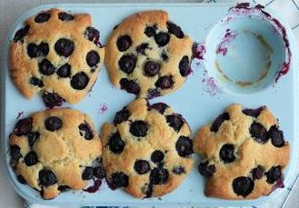 Muffins de blueberries com creme de leite